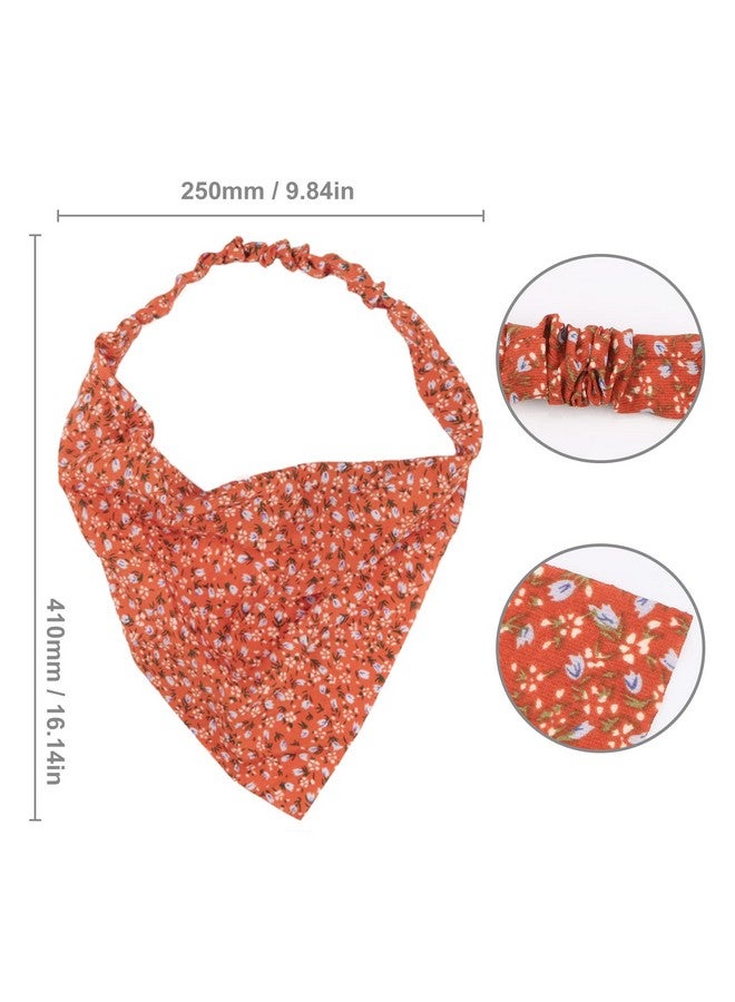 Wresty 5 Pcs Floral Hair Scarf Headband Chiffon Elastic Bandanas Triangle Hairband Headwear Headwrap Hair Acessories - Image 2