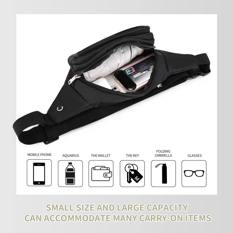 DAITET Crossbody Fanny Pack for Men&Women,Large Waist Bag & Hip Bum Bag with Adjustable Strap for Outdoors Workout Traveling Casual Running Hiking Cycling(Black) - Image 3