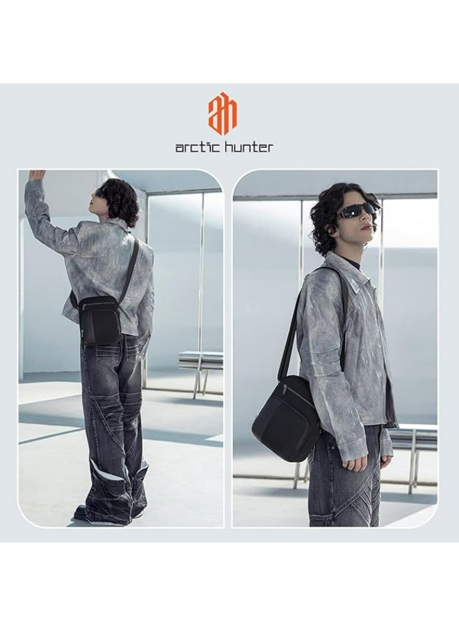 أركتيك هانتر حقيبة Arctic Hunter Sling للرجال، حقيبة جانبية متوسطة الحجم، حقيبة رسول من النايلون، مناسبة لأجهزة iPad مقاس 8 بوصات، حقيبة كتف فاخرة للسفر، حقيبة كروس بودي مقاومة للماء للاستخدام اليومي في المكتب، غير رسمية - Image 5