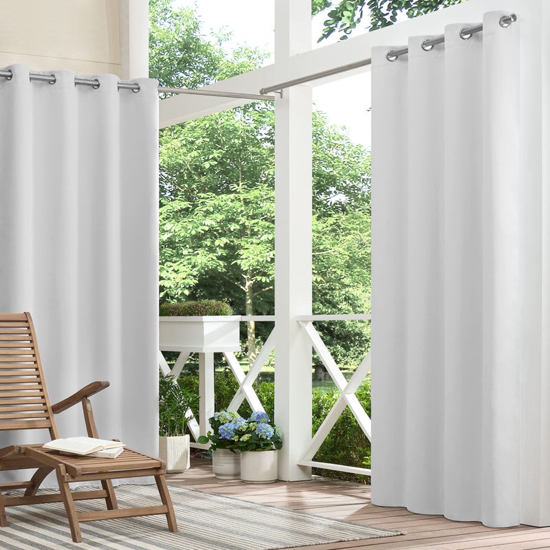 ECLIPSE Bradford Thermal Insulated Blackout Waterproof Grommet Curtain for Outdoor or Patio 1 Panel 52 in x 95 in Silver White