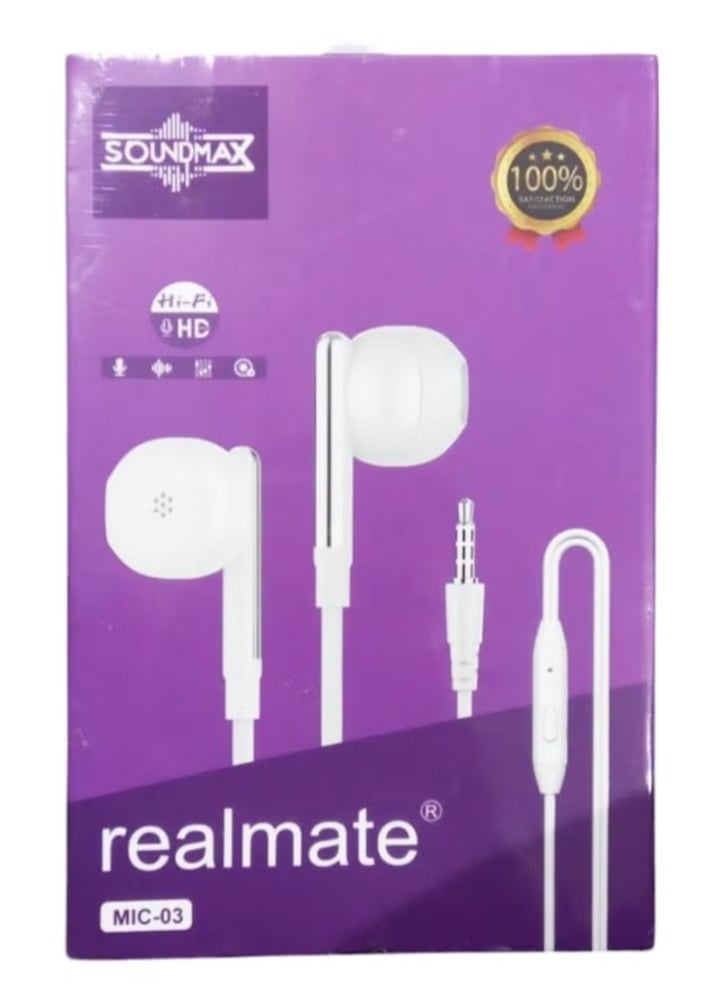 Soundmax Earphones High Quality Sound Microphone Hifi HD Sound Wired Earbuds for Phones and Other Devices  - Image 1
