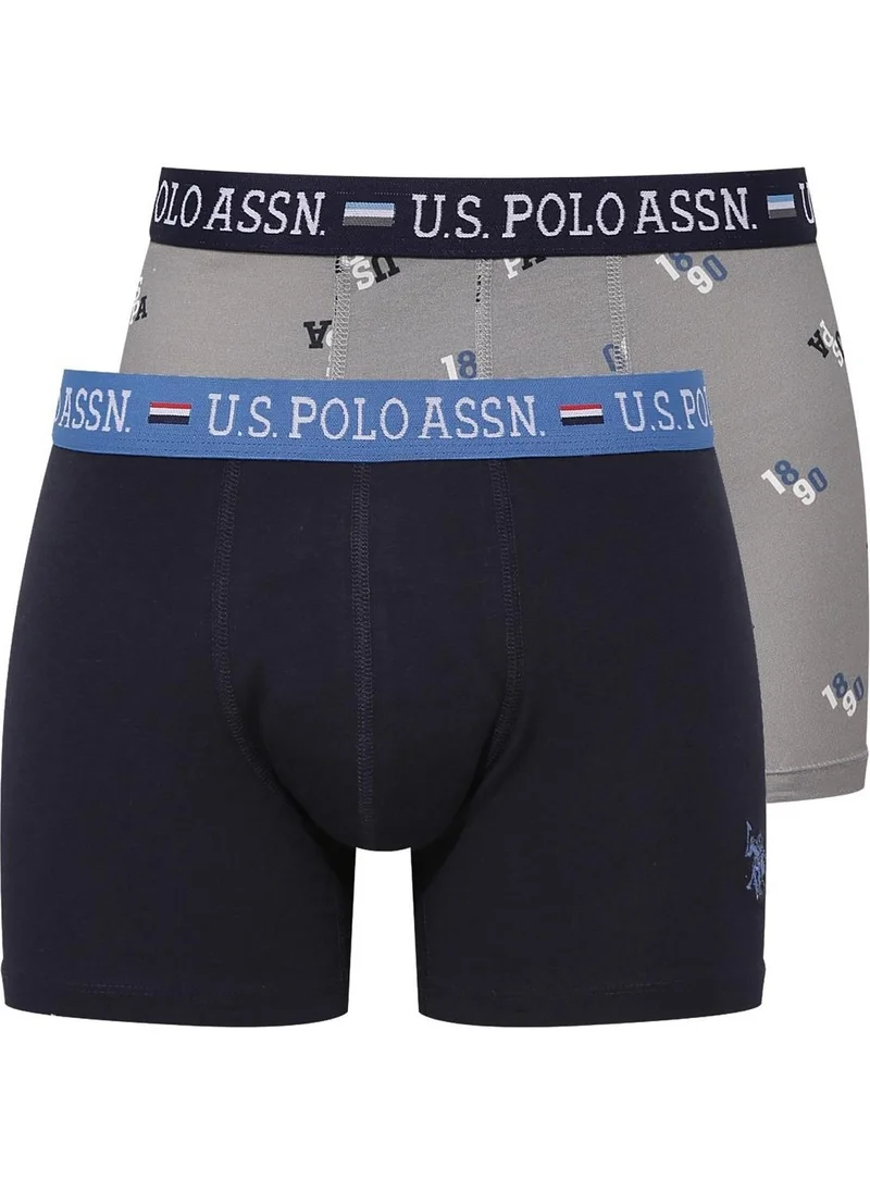 يو اس بولو اسن 80487 Men's Modal 2-pack Boxer-Navy Blue&Grey