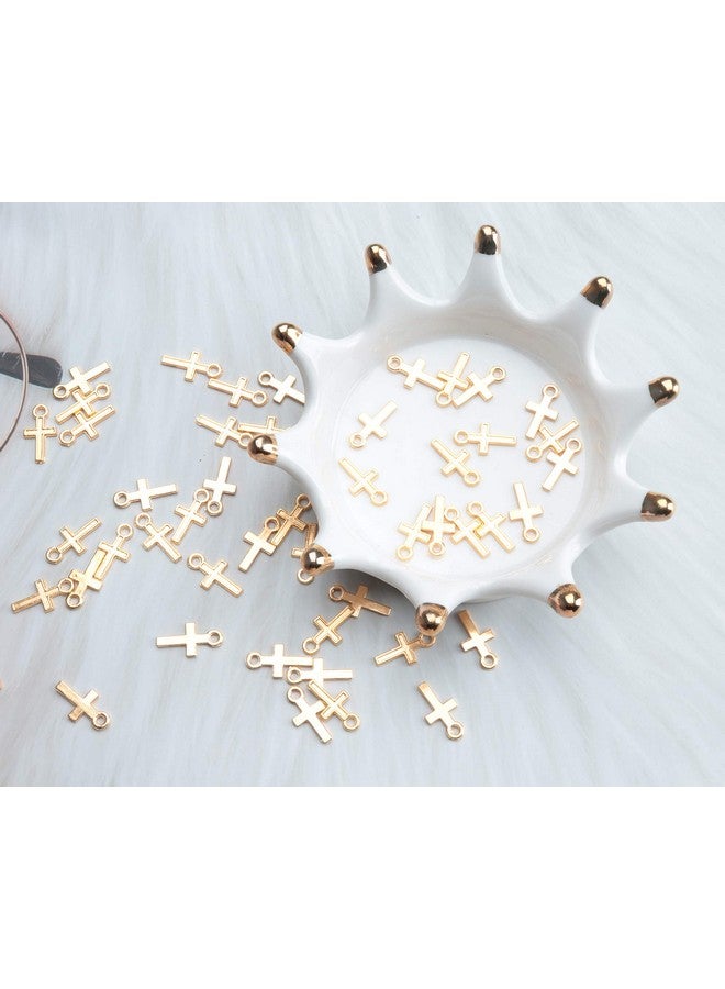 Ruwado 50 Pcs Mini Cross Charm Metal Mini Pendant Beads for Jewelry Making Finding Necklace Bracelet Earring Keychain DIY Gift Idea Handmade Craft Accessories (Gold) - Image 4