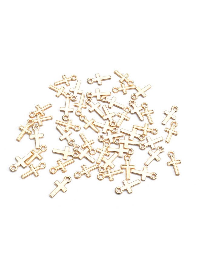 Ruwado 50 Pcs Mini Cross Charm Metal Mini Pendant Beads for Jewelry Making Finding Necklace Bracelet Earring Keychain DIY Gift Idea Handmade Craft Accessories (Gold) - Image 2