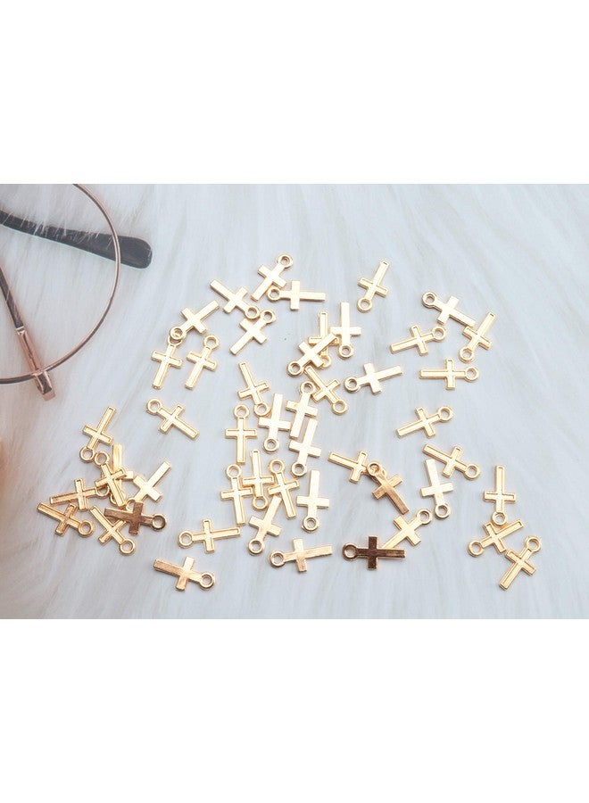 Ruwado 50 Pcs Mini Cross Charm Metal Mini Pendant Beads for Jewelry Making Finding Necklace Bracelet Earring Keychain DIY Gift Idea Handmade Craft Accessories (Gold) - Image 3