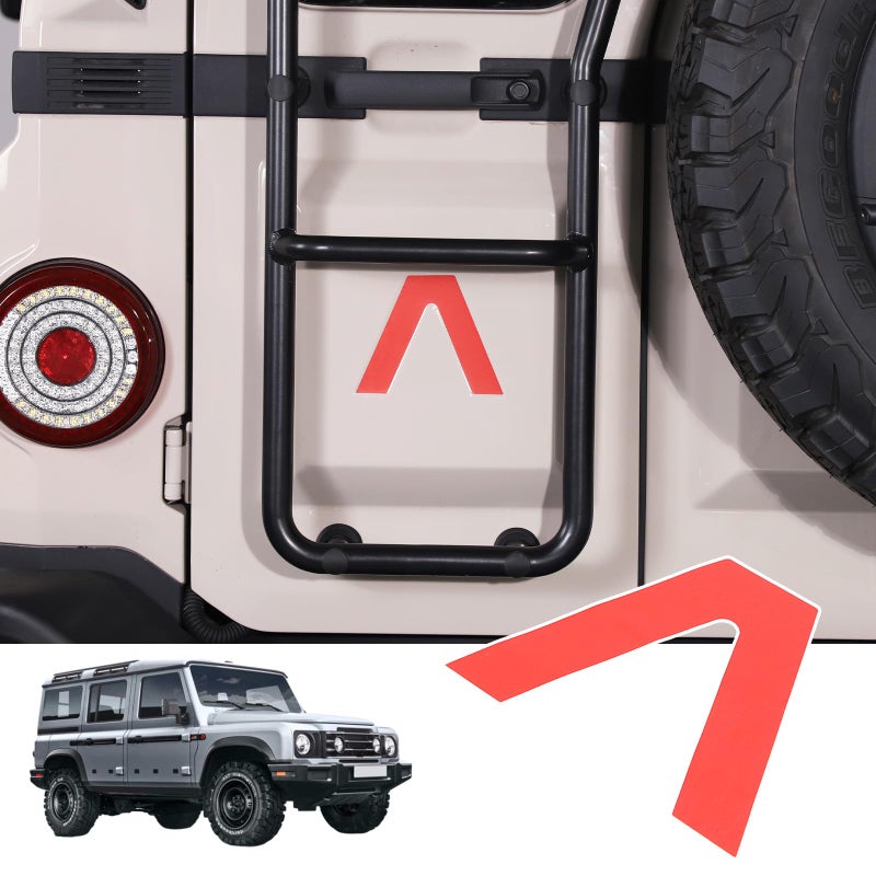 Bekantogy Car Trunk Door Inverted Letter A Sticker Compatible with Ineos Grenadier 20202024 Trunk Door Decorative Stickers Tailgate Side VShaped Stickers Accessories Red