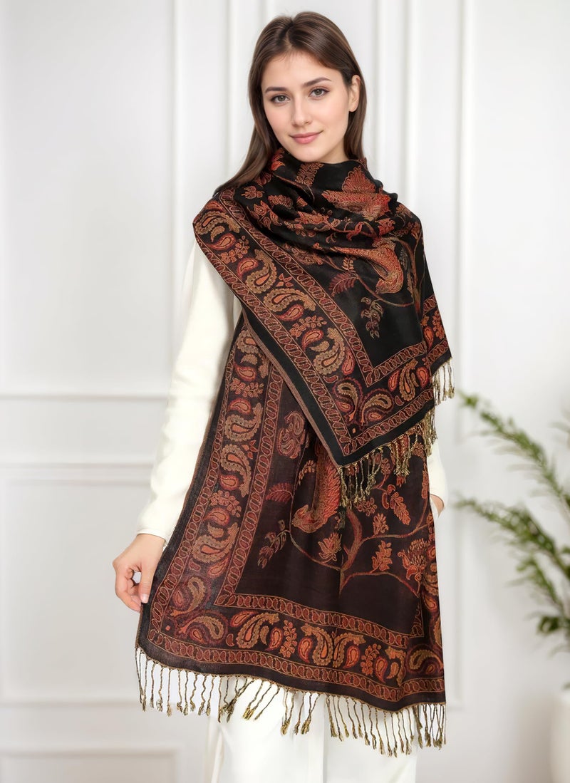 Achillea Reversible Festival Pashmina Rave Scarf Shawl Wrap (Black) - Image 2