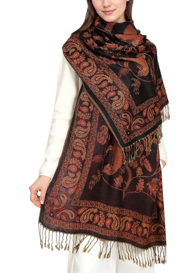 Achillea Reversible Festival Pashmina Rave Scarf Shawl Wrap (Black) - Image 1