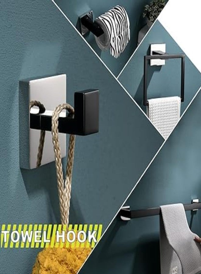 LUXIUR Wall Hooks for Hanging Strong 5kg, Cloth Hook Stand for Bathroom and Kitchen Accessories Items, SUS 304 Grade Stainless Steel, Door Hanger Hook, Bathroom Accessories, Chrome Black, 2 Pack - Image 2