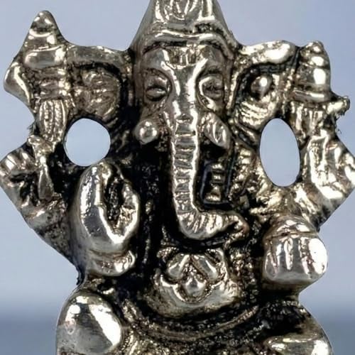 LOVENSPIRE 1 Pc Metal Ganesh Idol for Car Dashboard - 2" Spiritual Ganesh Statue for Mandir, Office & Home Decor - Small Ganpati Murti Figurine, Diwali Pooja & Housewarming Return Gift, Silver - Image 4