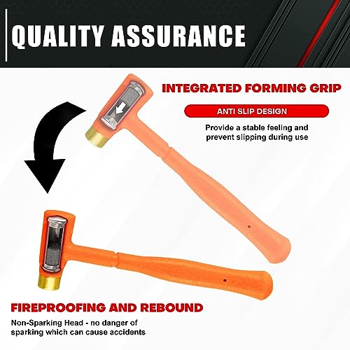 ct C&T 2-Pieces Dead Blow Hammer Set with Brass Cap, Orange,Shockproof Design, No Rebound Hammer,Unibody Molded Grip, Spark and Rebound Resistant - Image 3
