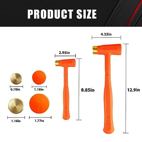 ct C&T 2-Pieces Dead Blow Hammer Set with Brass Cap, Orange,Shockproof Design, No Rebound Hammer,Unibody Molded Grip, Spark and Rebound Resistant - Image 4