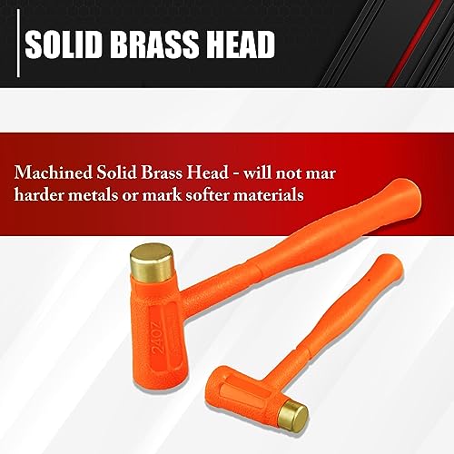 ct C&T 2-Pieces Dead Blow Hammer Set with Brass Cap, Orange,Shockproof Design, No Rebound Hammer,Unibody Molded Grip, Spark and Rebound Resistant - Image 2