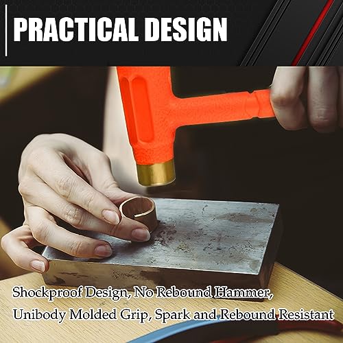 ct C&T 2-Pieces Dead Blow Hammer Set with Brass Cap, Orange,Shockproof Design, No Rebound Hammer,Unibody Molded Grip, Spark and Rebound Resistant - Image 5