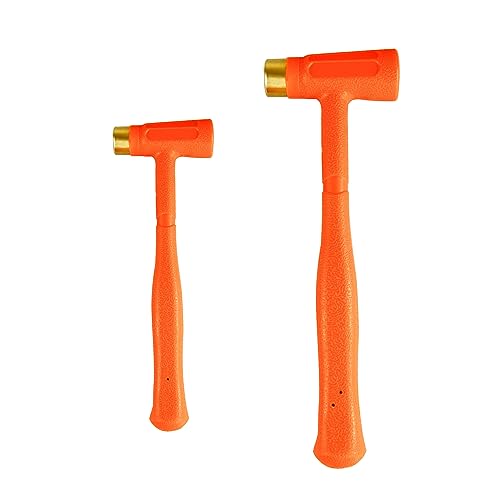 ct C&T 2-Pieces Dead Blow Hammer Set with Brass Cap, Orange,Shockproof Design, No Rebound Hammer,Unibody Molded Grip, Spark and Rebound Resistant - Image 1