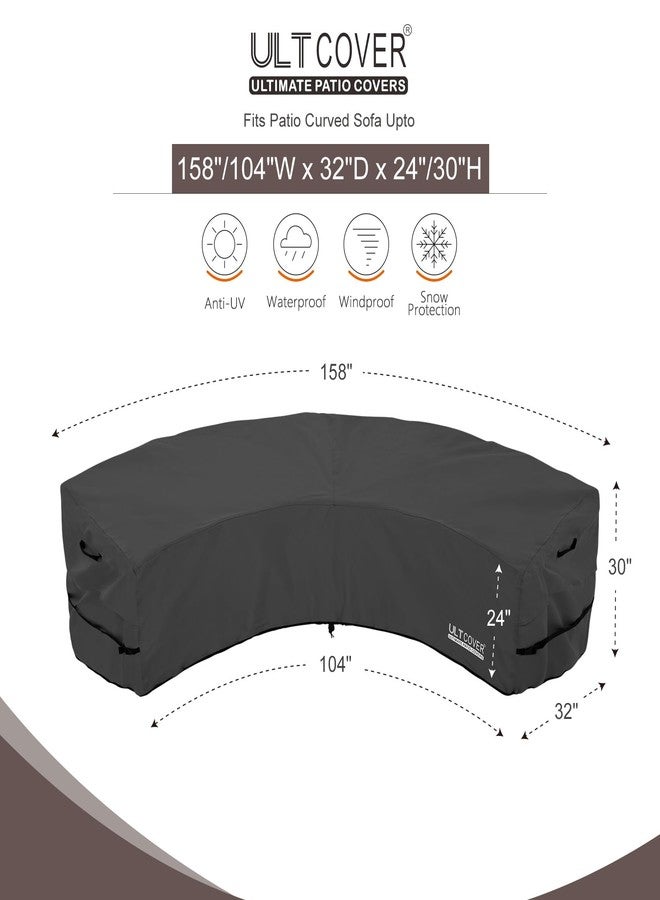 ULTCOVER Patio Curved Sofa Cover Waterproof for 4-6 Seater Outdoor Sectional Furniture Couch 158"(Back Arc Length) / 104"(Front Arc Length) x 32"(Deep) - Image 2