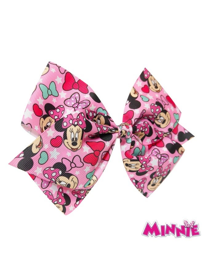 Luv Her LUV HER Disney Junior Minnie Single Hair Bow For Girls - One Large Printed Hair Bow Featuring your Favorite Character Minnie - Alligator Clip - Hair Bows for Daily Styling or Special Occasion, Ages 3+ - Image 2