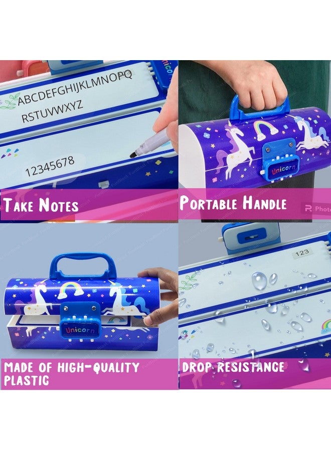 فنبلاست علبة أقلام وأقلام رصاص للأطفال من FunBlast على شكل حقيبة سفر مع قفل بكلمة مرور، علبة أقلام رصاص متعددة الطبقات للأولاد والبنات، علبة أقلام رصاص يونيكورن مع 10 في 1 (لون عشوائي - B، بولي بروبيلين، متعدد الألوان) - Image 2