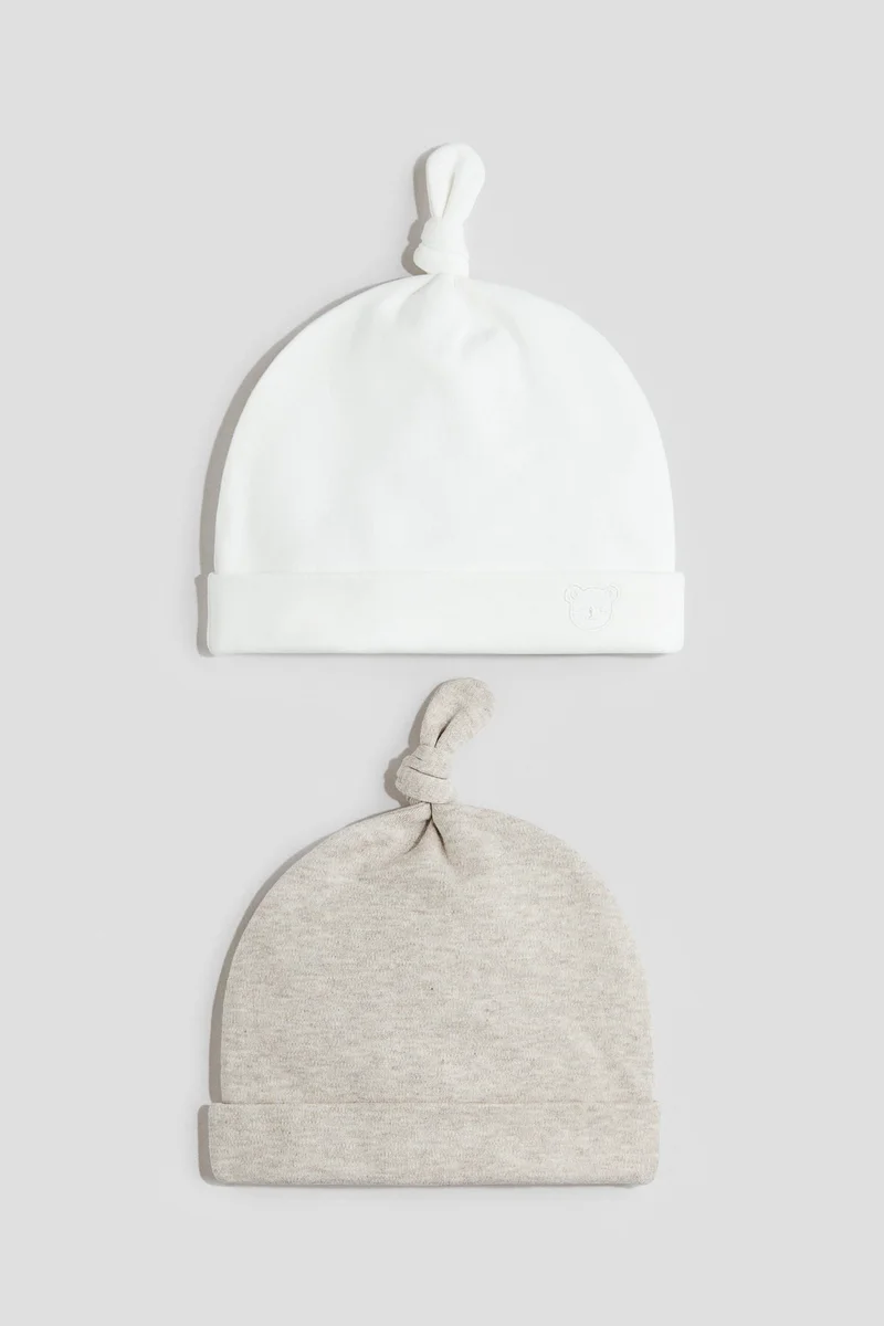H&M 2-pack knot-detail cotton beanies