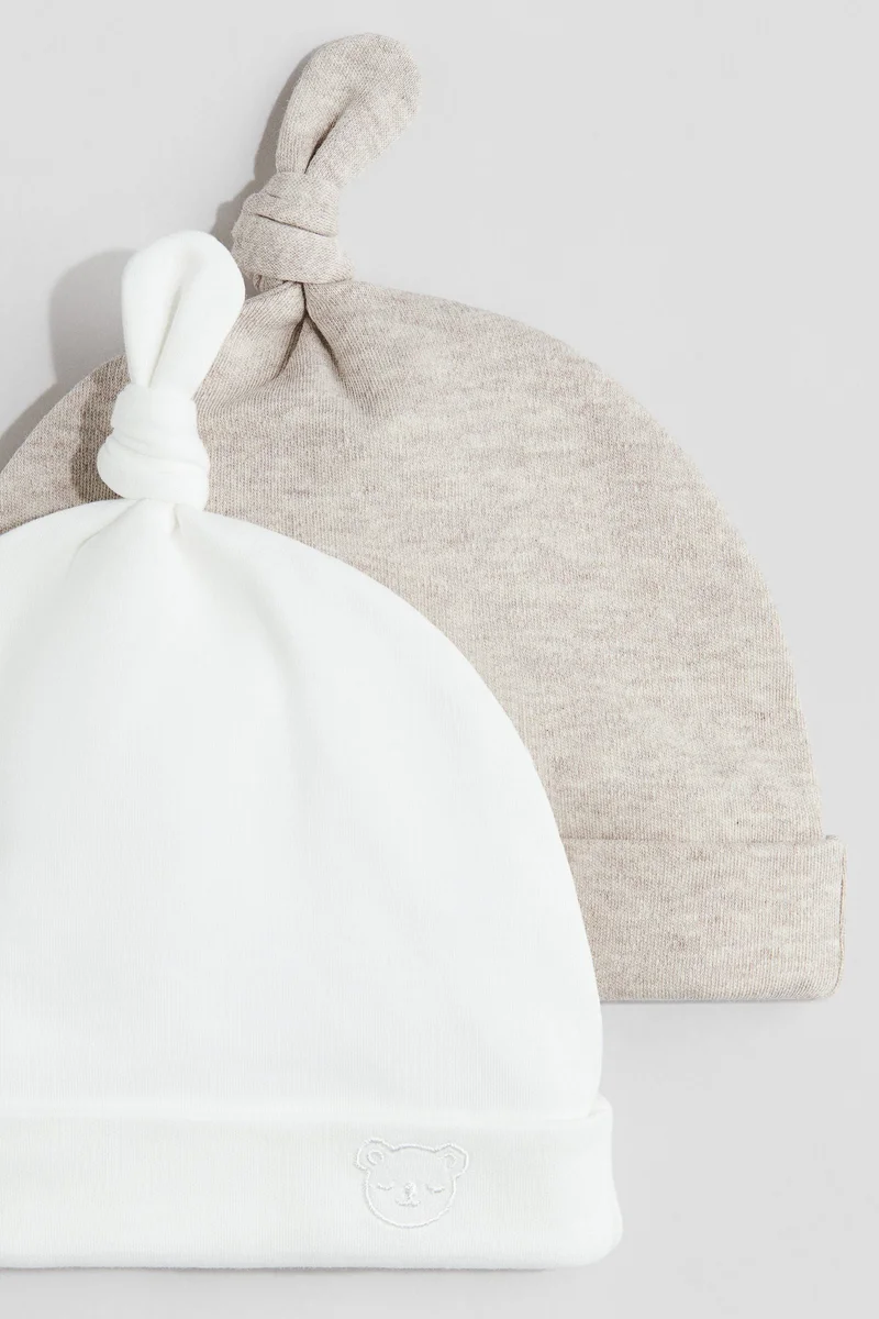 H&M 2-pack knot-detail cotton beanies