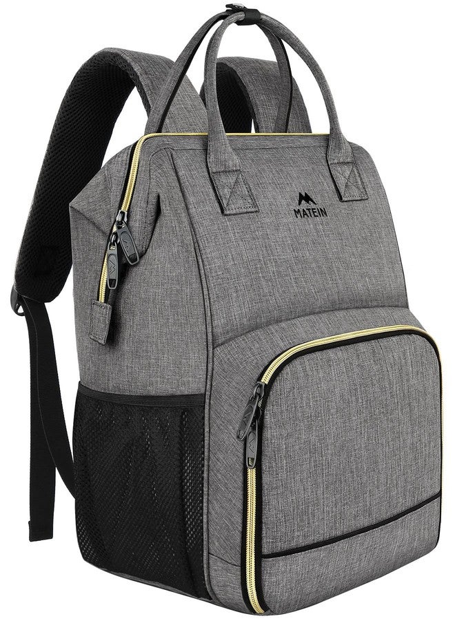 MATEIN Lunch Backpack, 15.6 Inch Insulated Cooler Bag with USB Port for Women Men, Water-Resistant Leak Proof Laptop Backpack Lunch Box Bag for Nurse Teacher Work Office Commute Travel Picnic, Grey - Image 1