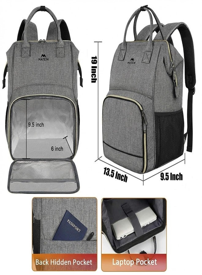 MATEIN Lunch Backpack, 15.6 Inch Insulated Cooler Bag with USB Port for Women Men, Water-Resistant Leak Proof Laptop Backpack Lunch Box Bag for Nurse Teacher Work Office Commute Travel Picnic, Grey - Image 3