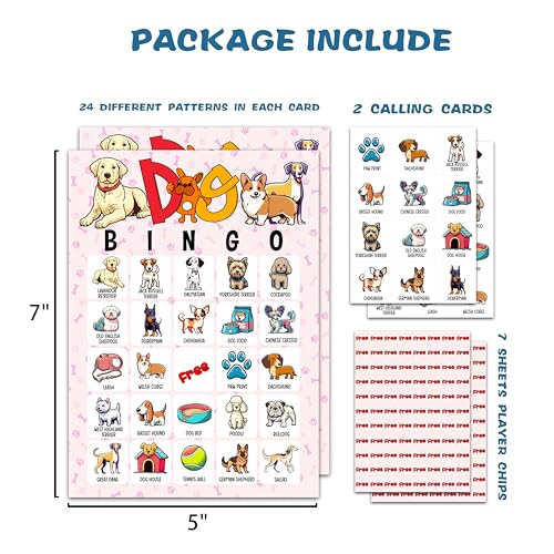OZTEMETY Dog Bingo Card Game for Adults Puppy Party Supplies Favors Pawty Decorations Dog Lovers Gift 24 Players C07 - Image 5