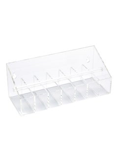 RW Smart 14.5 Inch x 3.5 Inch Label Dispenser, 1 Sticker Dispenser- 7 Slots, No Slip, Sturdy, Clear Acrylic Food Label Holder, For Organizing Date Markers Or Rotation Labels