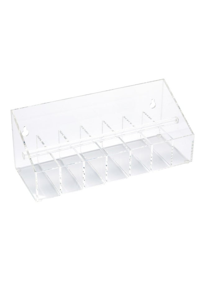Restaurantware - RW Smart 14.5 Inch x 3.5 Inch Label Dispenser, 1 Sticker Dispenser- 7 Slots, No Slip, Sturdy, Clear Acrylic Food Label Holder, For Organizing Date Markers Or Rotation Labels - Image 1