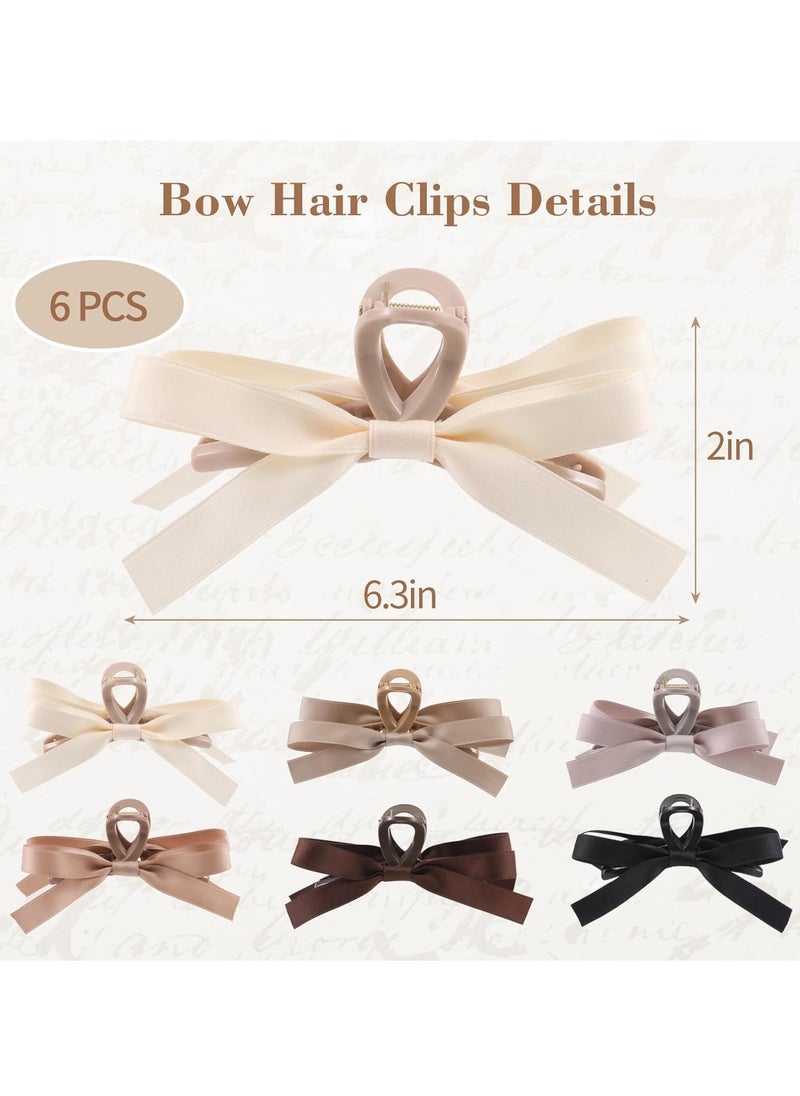 Auseibeely Auseibeely 6 PCS Silky Satin Bow Hair Clips, Non-Slip Clips for Thin and Thick Hair, Bows for Women, Girls, Weddings, and Bridesmaids  - Image 3