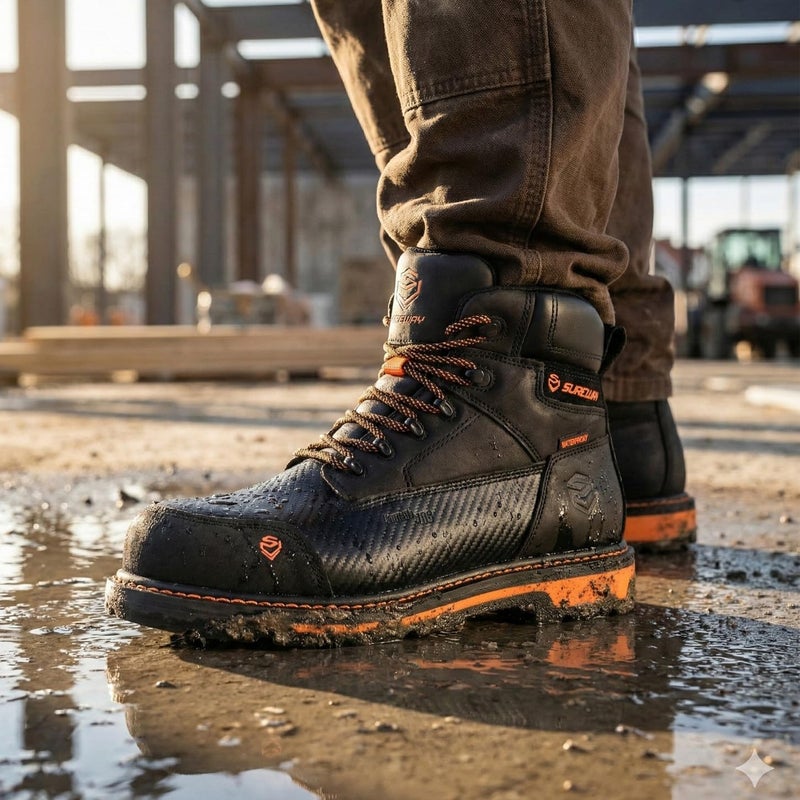 SUREWAY Men's 6" Waterproof Soft/Composite Toe Work Boot - Heavy Duty Crazy Horse Leather, Slip Resistant Lace Up for Construction & Industrial Safety - Image 2