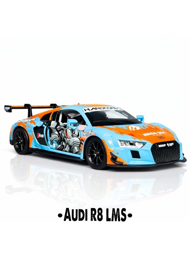 Audi R8 LMS Die-Cast Model Car 1:24 Scale - Metal Toy Car with Opening Doors, Pull Back Action, Detailed Interior - Kids & Collectors Gift - Image 1