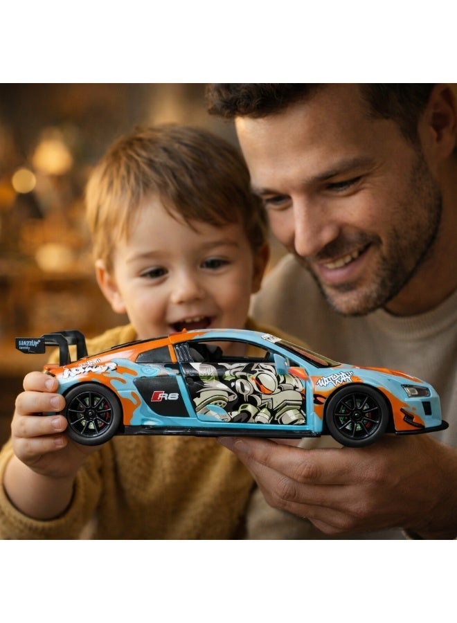 Audi R8 LMS Die-Cast Model Car 1:24 Scale - Metal Toy Car with Opening Doors, Pull Back Action, Detailed Interior - Kids & Collectors Gift - Image 4