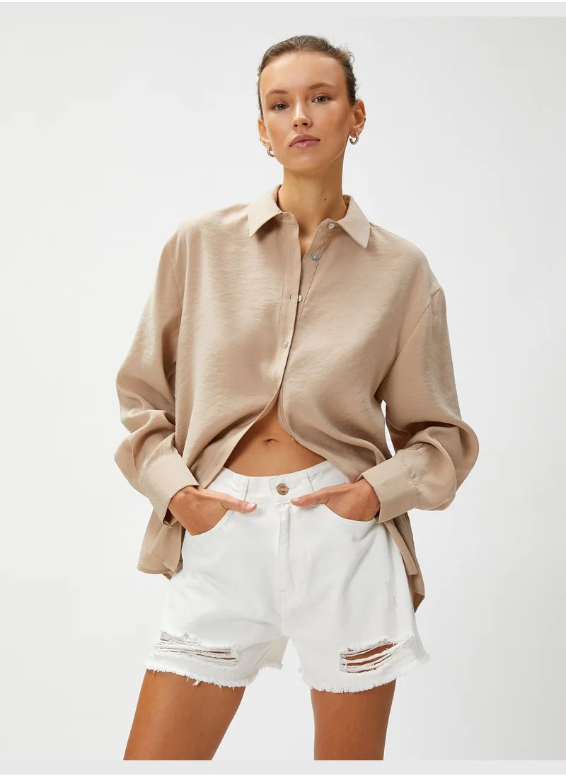 كوتون Back Detail Modal Shirt Long Sleeve