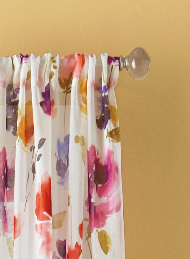CHF Sabel Watercolor Floral Print Rod Pocket Single Curtain Panel, 84-inch, Multi - Image 2