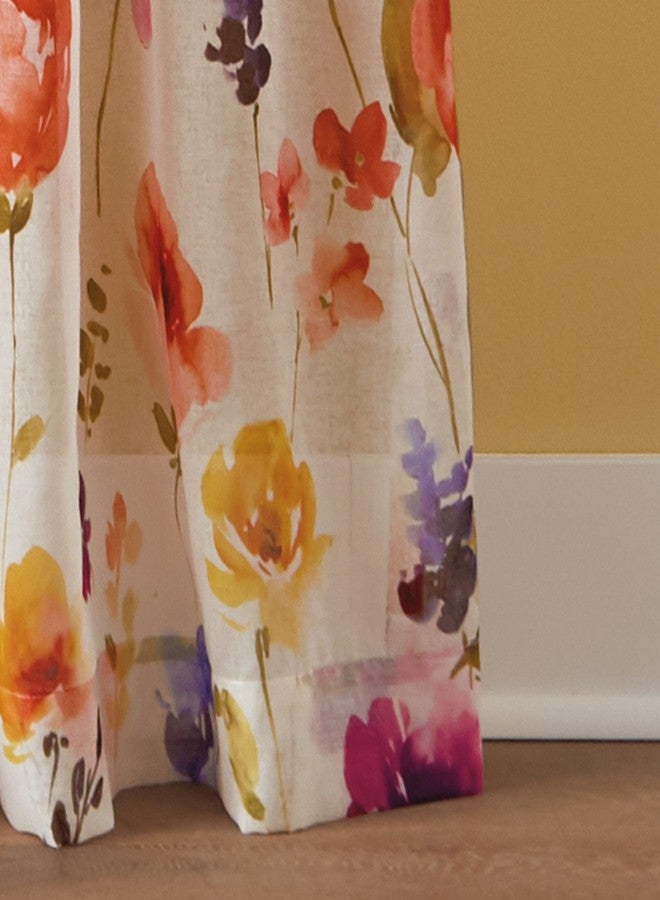 CHF Sabel Watercolor Floral Print Rod Pocket Single Curtain Panel, 84-inch, Multi - Image 3