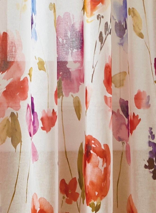 CHF Sabel Watercolor Floral Print Rod Pocket Single Curtain Panel, 84-inch, Multi - Image 4
