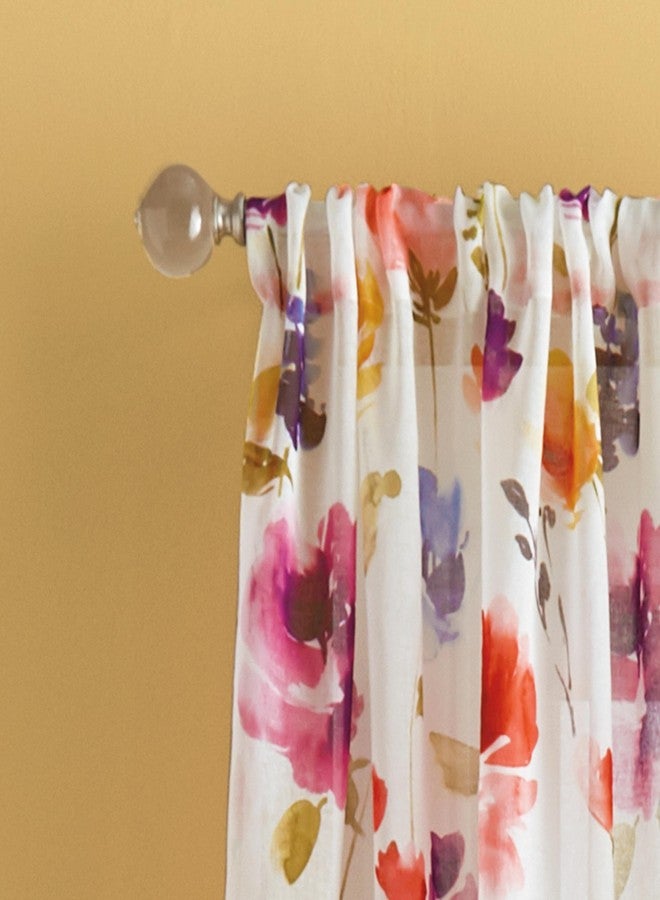 CHF Sabel Watercolor Floral Print Rod Pocket Single Curtain Panel, 84-inch, Multi - Image 5