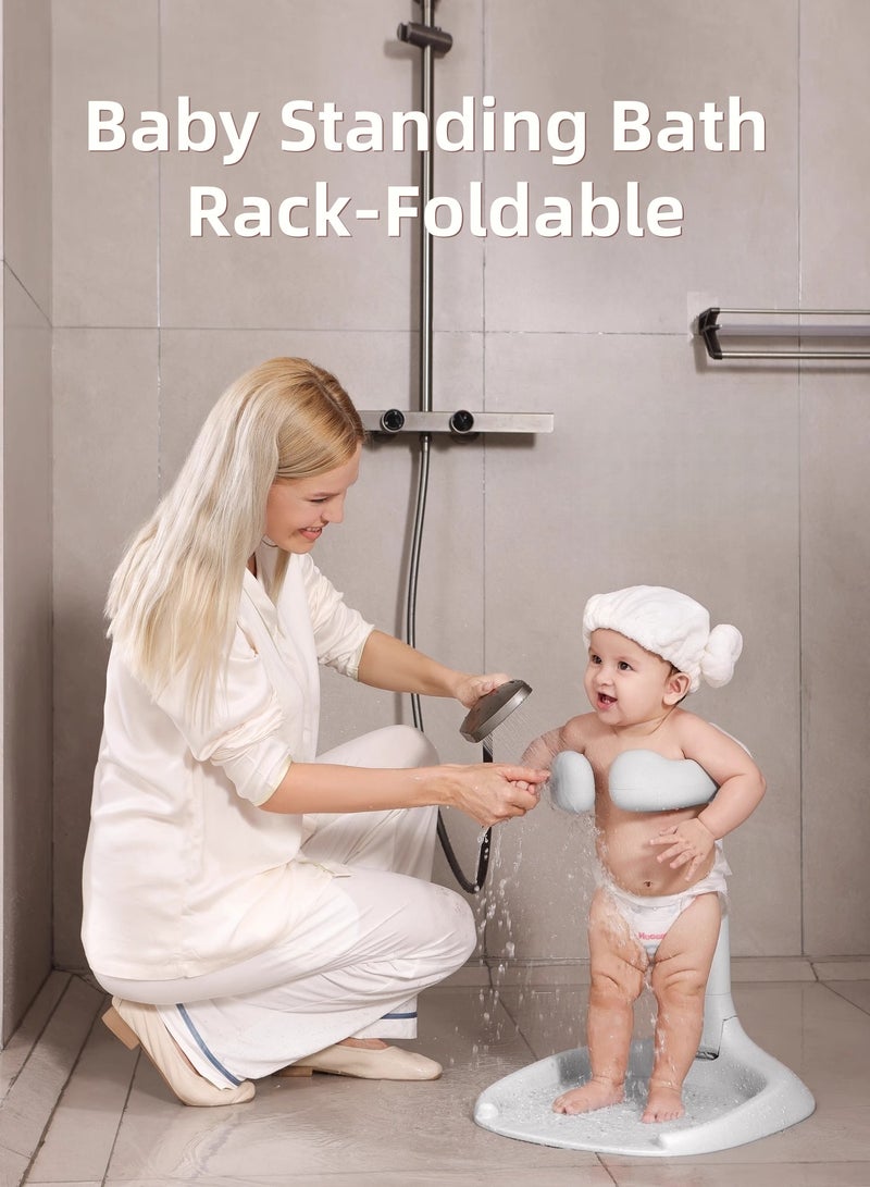 مقعد استحمام للأطفال – حامل حمام بارتفاع قابل للتعديل مع تصميم مانع للانزلاق، تخزين قابل للطي، شطف 360° للأطفال من 6 إلى 24 شهرًا - Image 1