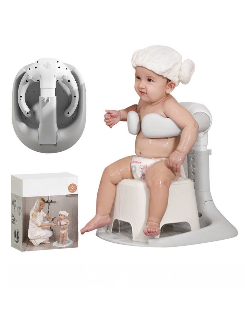 مقعد استحمام للأطفال – حامل حمام بارتفاع قابل للتعديل مع تصميم مانع للانزلاق، تخزين قابل للطي، شطف 360° للأطفال من 6 إلى 24 شهرًا - Image 2