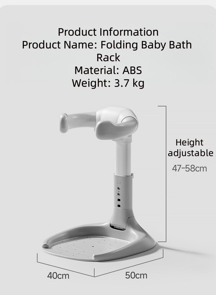 مقعد استحمام للأطفال – حامل حمام بارتفاع قابل للتعديل مع تصميم مانع للانزلاق، تخزين قابل للطي، شطف 360° للأطفال من 6 إلى 24 شهرًا - Image 3