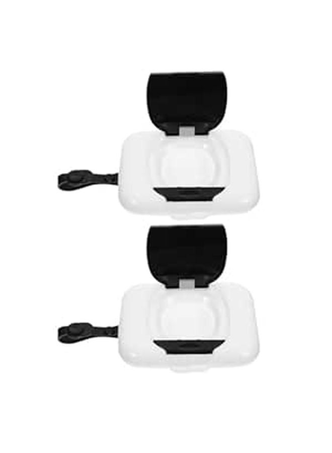 Reusable Portable Wipes Dispenser Box With Lid For Travel Outdoor Stroller 2 Pack Black - Image 1
