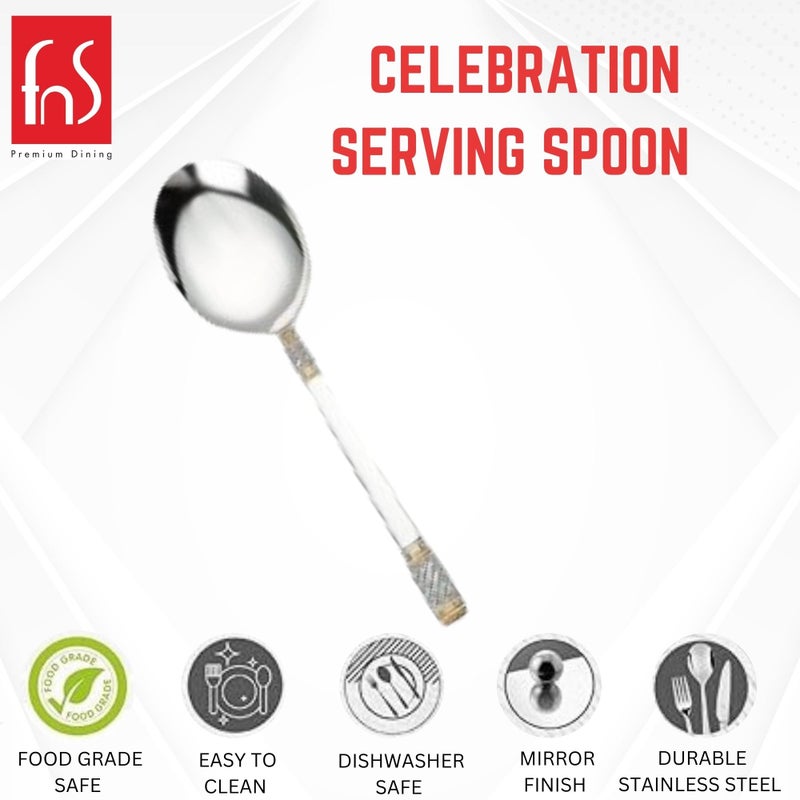 FnS Celebration Serving Spoon 24 Karat Gold Plated for Dining Table and Kitchen - Image 2