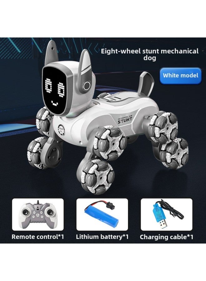 Intelligent Voice Control Eight Wheel Stunt Robot Dog Gesture Sensing Pink Remote Control Car Children's Programming Pet Toy-Color:Md572 Gray, Ordinary Handle Remote Control-Scale:Two Sets Of Lithiu - Image 1