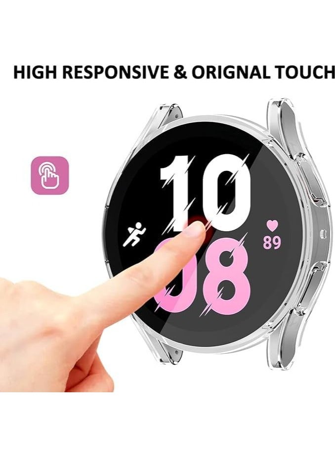 ELMO3EZZ Compatible with Samsung Galaxy Watch 5 44mm/ 40mm Screen Protector Case, Galaxy Watch 5 LTE 44mm/5 Pro 45mm Cover Soft TPU Plated Protective Case Scratch Resistant Protection (Clear) - Image 3