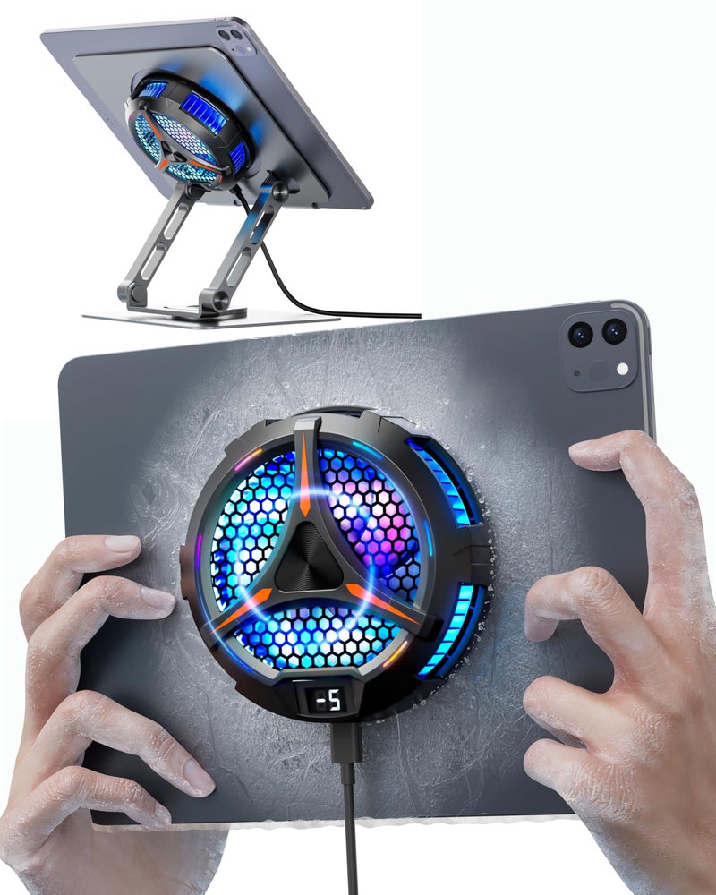 ACEDAYS iPad Cooler,Magnetic Tablet Cooler for ipad/Surface pro/Samsung Tab,Universal Radiator with Temperature Display for Mobile Gaming,Tiktok Live Streaming(Including Tablet Stand Holder) - Image 1
