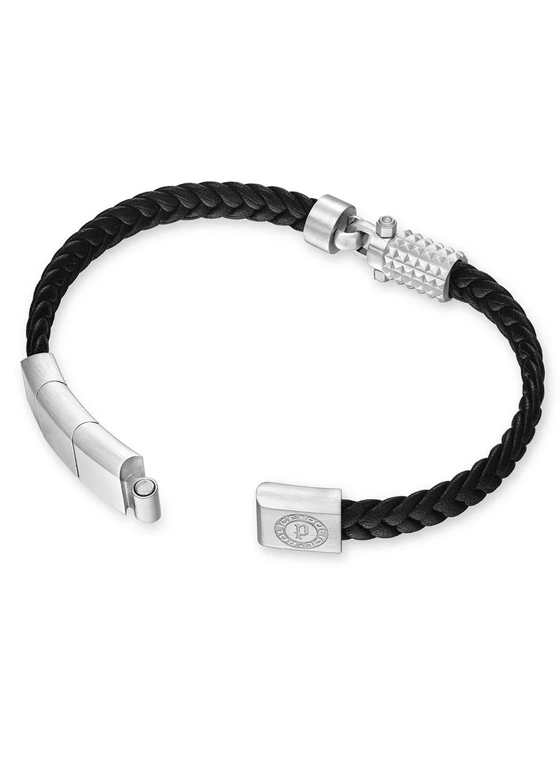 بوليس Wrath Black Braided Leather Gents Bracelet