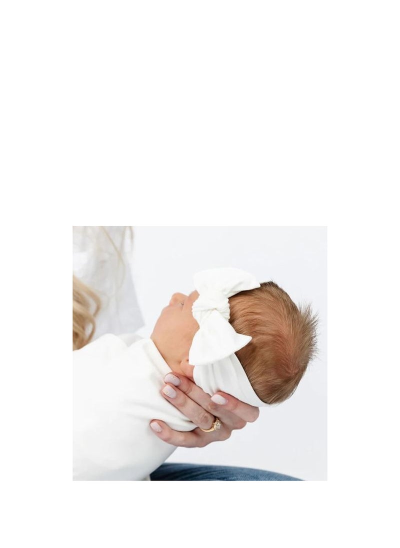 Anvi Baby Organic Headband & Swaddle Set Bamboo Spandex White  - Image 2