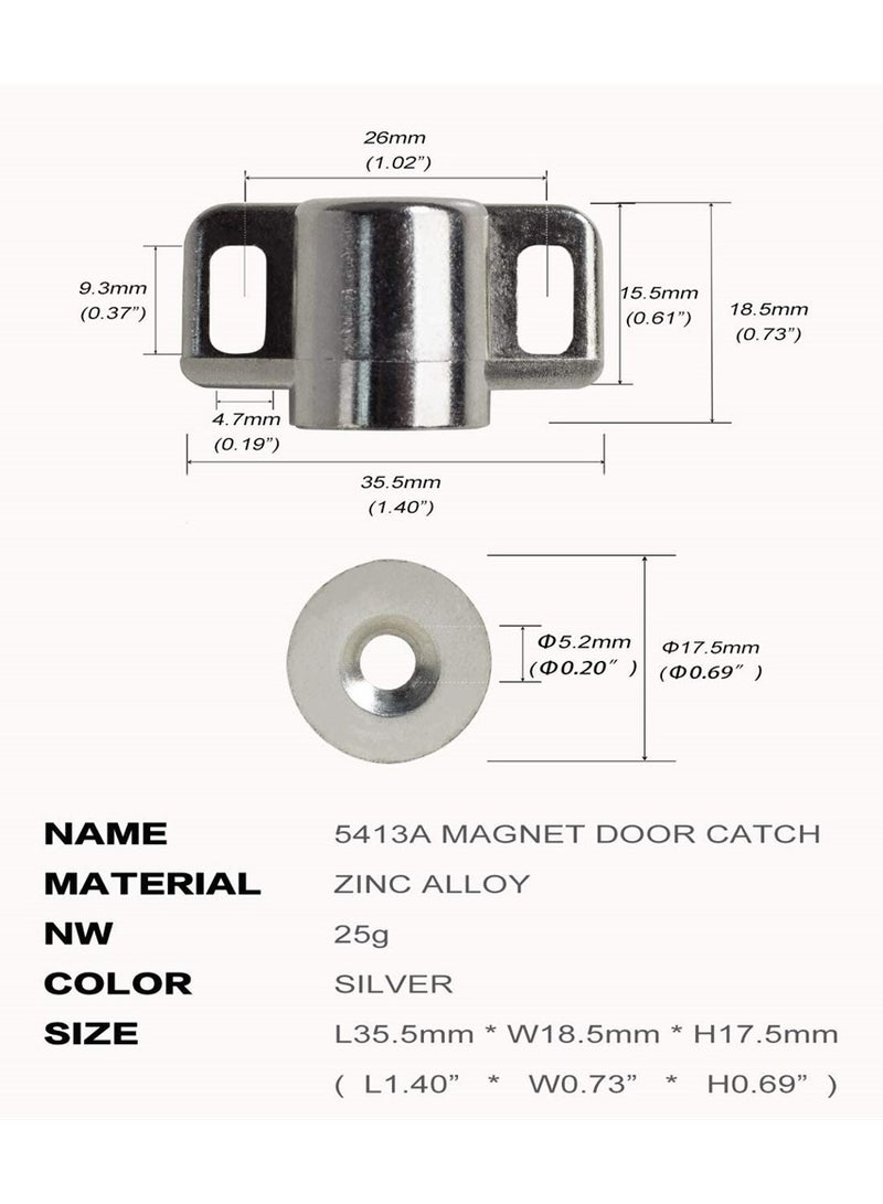 4 Pack Silver Magnetic Cabinet Door Catches for Kitchen Closet Latch Closer Securely Close Your Cabinets - Image 3
