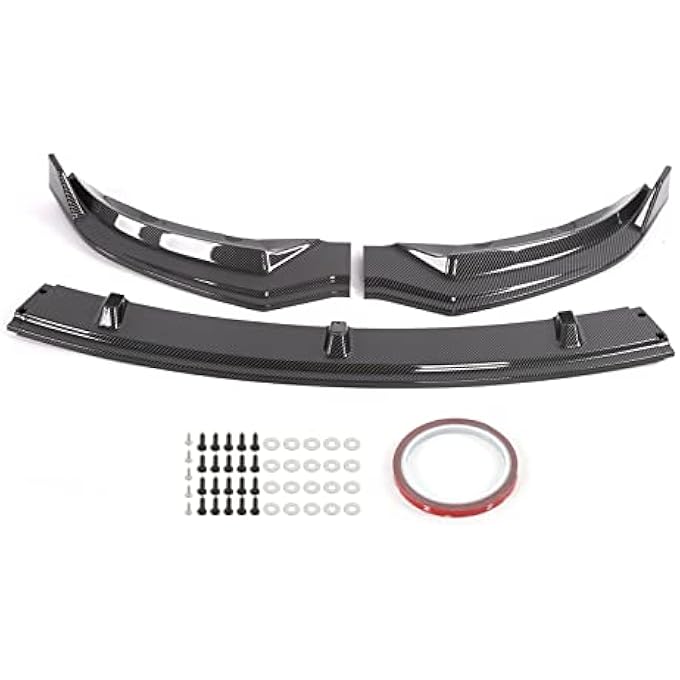 Torvex Bumper Lip, Front Spoiler Trim Compatible with Tesla 2017-2021, Carbon Fiber Style Lip, 3 Piece Bumper Protection Set - Image 1